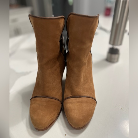 Rag‎ & Bone Kinsey Bootie Camel Suede Leather 36.5 / US 6.5 Heel Boots Slip On - Picture 1 of 8
